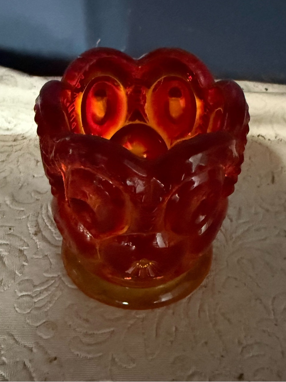 Vintage Ruby Red Glass Toothpick Holder & Open Salt Cellar Set | Retro